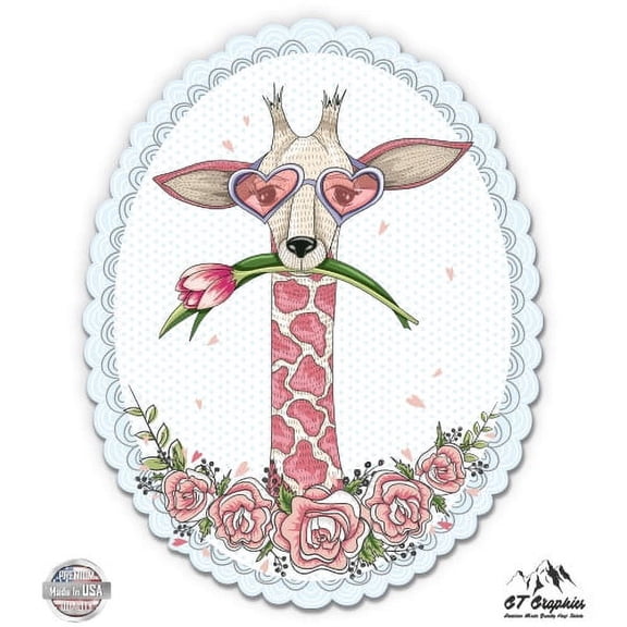 Cute Giraffe - 8" Vinyl Sticker - For Car Laptop I-Pad - Waterproof Decal