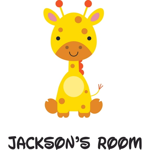 Custom Name Vinyl Wall Decal for Home - Cute Giraffe Face Zoo Animals Cute Wall Decal Bedroom Living Room Entry - Personalized Text Removable High Tact - Size: 20 In x 12 In