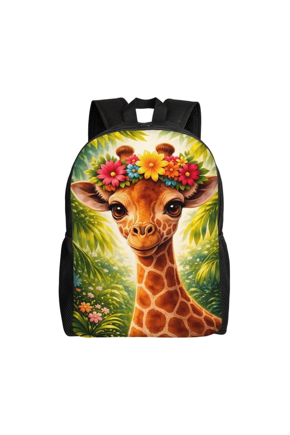 Cute Giraffe Backpack Full Front Print Travel Laptop Bag for Men and Women