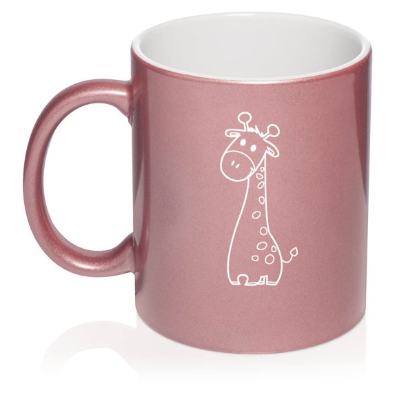 Cute Giraffe Cartoon Ceramic Coffee Mug Tea Cup Gift for Her, Women, Wife, Mom, Sister, Girlfriend, Friend, Boss, Coworker, Daughter, Birthday, Housewarming, Giraffe Lover, Giraffa (11oz Rose Gold)