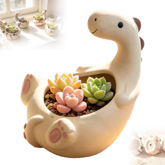 Cute Giraffe Ceramic Succulent Planter with Drainage Holes