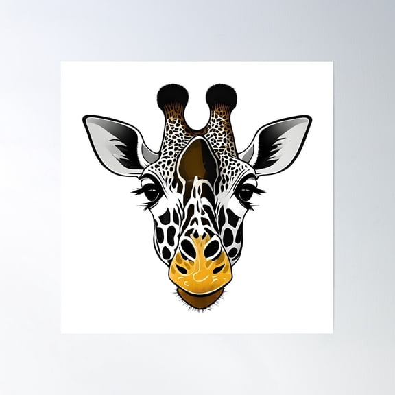 Cute Giraffe Face - F0924Xx2 Efct Art/Catoon Poster Wall Art, Modern Wall Decor For Living Room Bedroom, 16X16 UNFRAMED