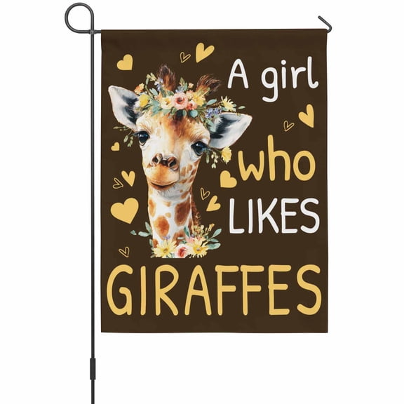 Cute Giraffe Garden Flag 12 x 18 Inches, Wildlife Animals Love Rustic Farmhouse Rustic Brown Weather Proof Outdoor Patio Flags Double Sided Small Garden Decoration for Yard Outside Home
