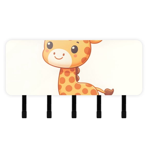 Cute Giraffe Mail Holder Organizer Wall Mount with Shelf Key Holder Key Rack with 5 Key Hooks for Wall Decorative