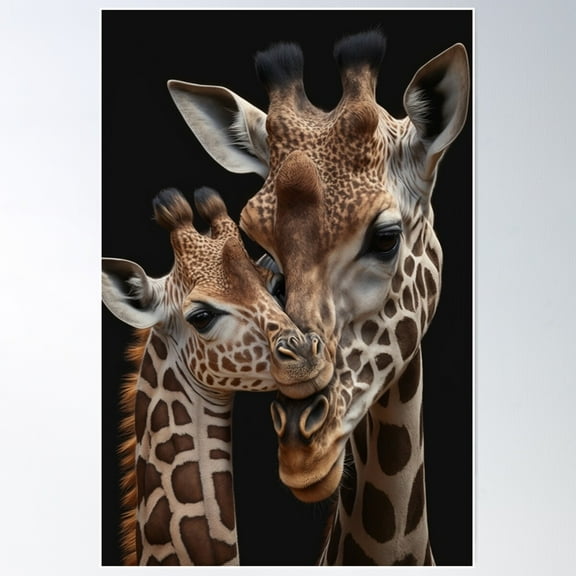 Cute Giraffe Mom And Baby / I Love My Mom Poster Wall Art, Modern Wall Decor For Living Room Bedroom, 8x12 UNFRAMED