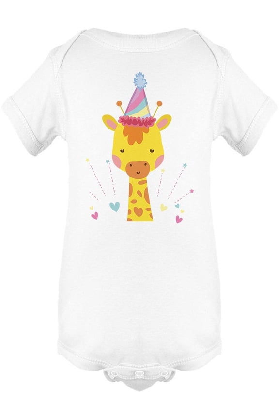 Cute Giraffe Party Hat Bodysuit Infant -Image by Shutterstock, Newborn