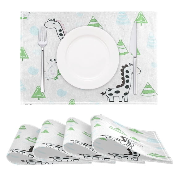 Cute Giraffe Pattern Reversible Placemat Non Slip Coffee Mat 18x12 Inch for Dining, Kitchen, Coffee