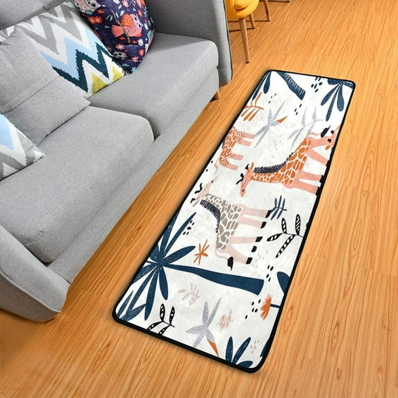 Cute Giraffe Runner Rug - 24"x72" Ultra Soft Non-Slip Floor Mat Washable Area Rugs for Kitchen Bathroom Entry Home Decor Gifts