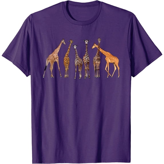Cute Giraffe Safari Zoo Giraffe Lovers Softstyle Unisex T-Shirt,Purple Color,Size 3XL