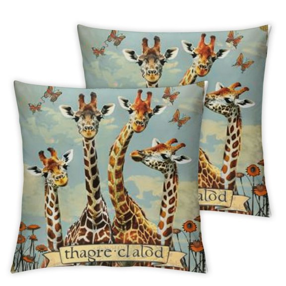 Cute Giraffe Throw Pillow CoversCartoon Animal Rainbow Decorative Pillowcase for Sofa Bed Chair Buffalo Check Cushion Cover Farm Flower Floral Print Outdoor Pillows Covers