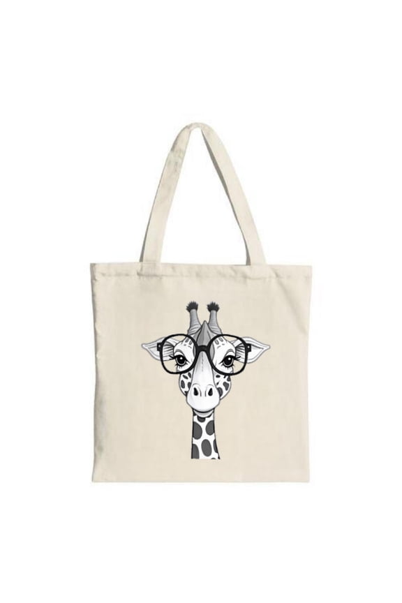 Cute Giraffe Tote Bag - Cartoon Design with Polka Dots Sturdy Canvas Perfect for Shopping Travel & Parties