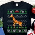 Cute Giraffe Ugly Christmas Sweatshirt, Giraffe Santa Hat Wrapped in ...