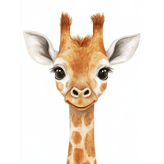 Cute Giraffe Watercolor Wall Art Canvas Painting Suitable for Living Room Bedroom Nursery Office and Bathroom Decoration.