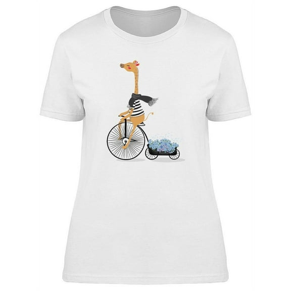 Cute Giraffe With Bicycle T-Shirt Women -Image by Shutterstock, Female x-Large