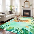 thumbnail image 1 of Cute Giraffes Area Rugs 5x7 ft Green Leaf Blue Butterfly Summer Plant Animal Washable Rug Non Slip Indoor Carpet Absorbent Floor Mat for Living Room Bedroom Dining Room, 1 of 9