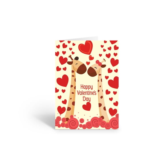 Cute Giraffes Valentine's Day Boxed Note Cards - 10 Notecards and Envelopes B143