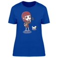 thumbnail image 1 of Cute Girl And Dog Cartoon Tee Women's -Image by Shutterstock, 1 of 1
