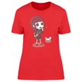 thumbnail image 1 of Cute Girl And Dog Cartoon Tee Women's -Image by Shutterstock, 1 of 2
