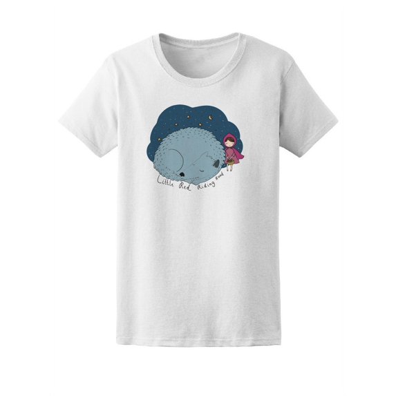 Cute Girl And Wolf Friend T-Shirt Women -Image by Shutterstock, Female Small