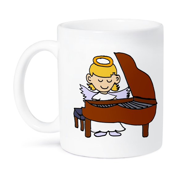 Cute Girl Angel Playing The Piano, 11oz Mug
