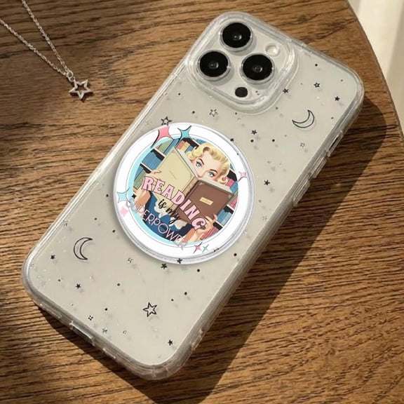 Cute Girl Book Lover Phone Grip  Reading Girl Design, Perfect for Bookworms, Kawaii Phone Accessory, Fun Gift for Teens and Adults 2026