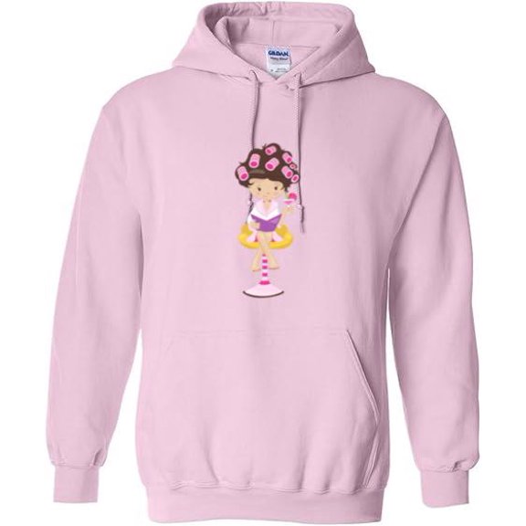 Cute Girl Brown Hair Beauty Salon Style Cut Graphic Pullover Hoodie, up to size 5XL