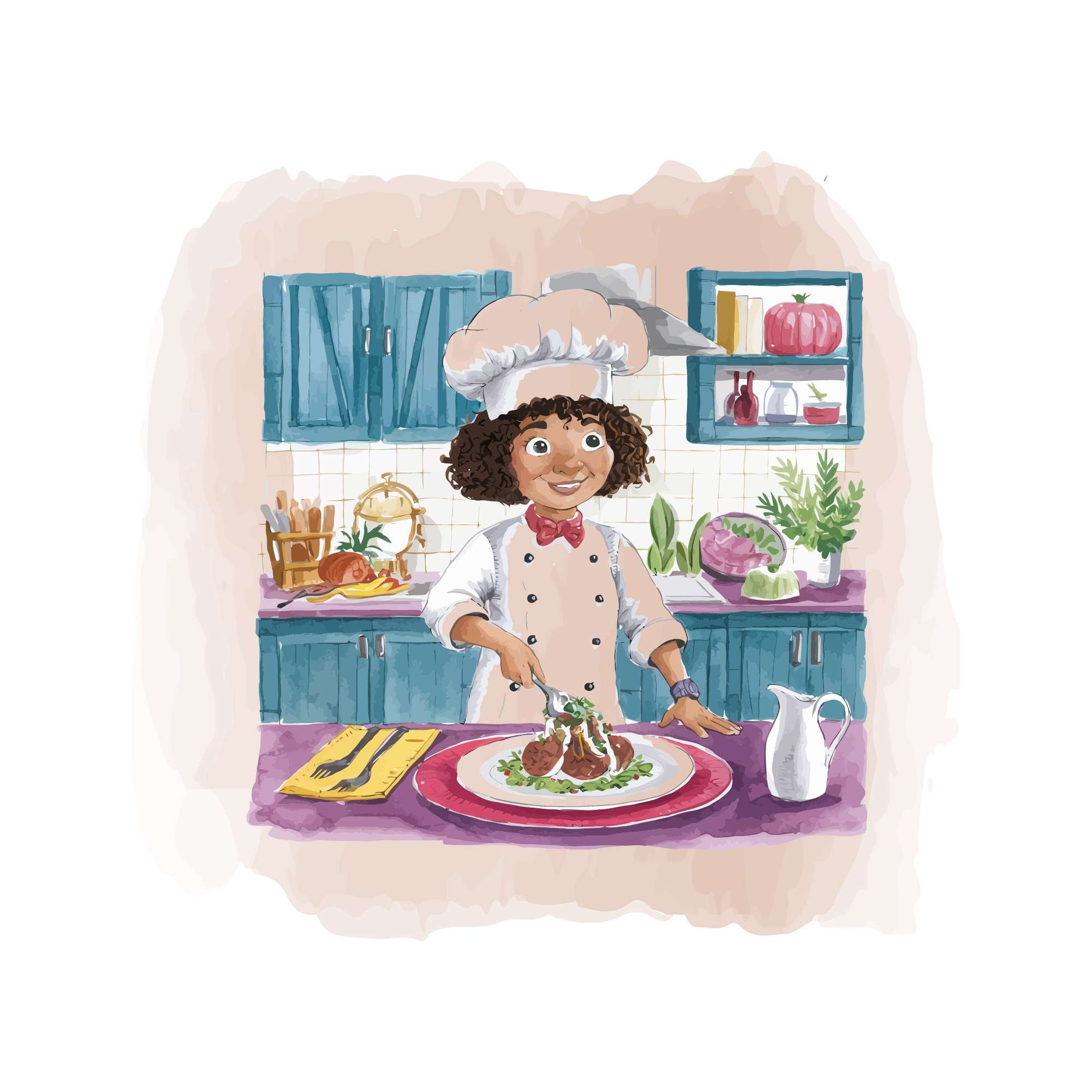 Cute Girl Cook Chef Gourmet Bon Viveur Home Wall Art Sticker Designs ...