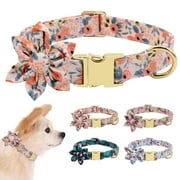 Cute Girl Dog Collars for Small Medium Large Dogs, Floral Pattern Female Pet Dog Collars with Flower for Wedding Holiday
