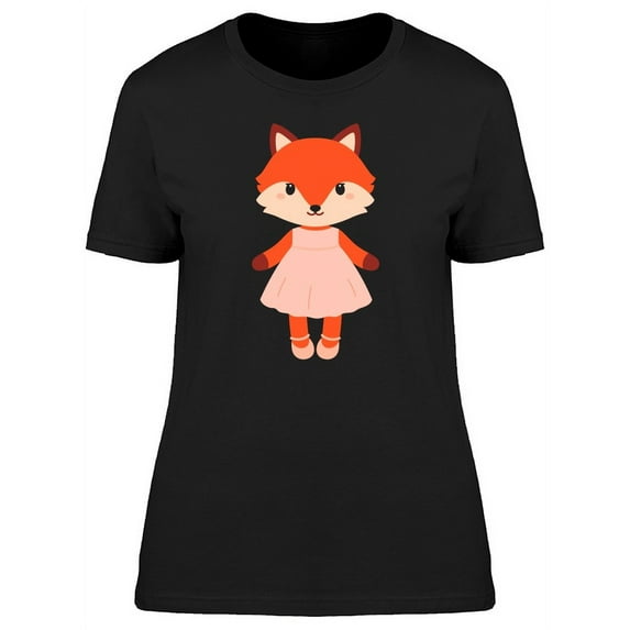Cute Girl Fox Cartoon T-Shirt Women -Image by Shutterstock, Female XX-Large