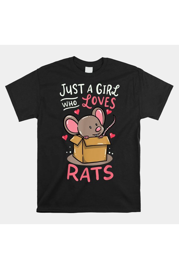 Cute Girl Loves Rats Mouse in Box Heart Animal Lover Unisex T-Shirt, Size S-5XL