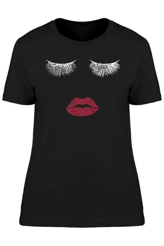 Cute Girl Makeup Face Eyelashes Lips Graphic Women T-Shirt, Female x-Large
