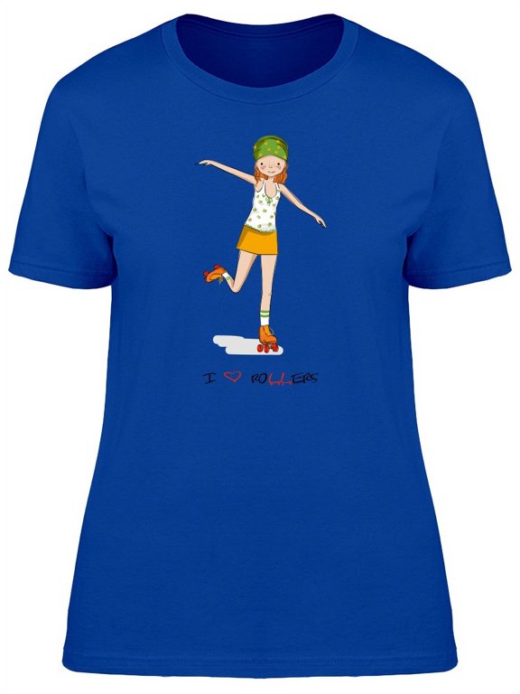 Cute Girl On Roller Skates T-Shirt Women -Image by Shutterstock, Female Small