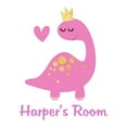 thumbnail image 1 of Cute Girl Pink Dinosaur Custom Name ArtWall Decal Decoration Joyful Cartoon Cartoon Animals Decorating Ideas for Girl's Bedroom Size: 24 In(W) x 30 In(H), 1 of 5