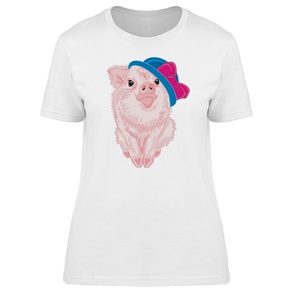 Cute Girl Pink Pig Cartoon Tee Women's -Image by Shutterstock