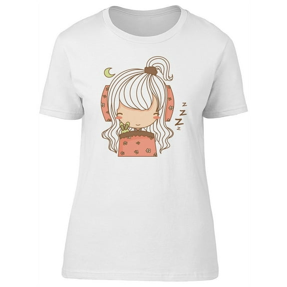 Cute Girl Sleeping With Bunny T-Shirt Women -Image by Shutterstock, Female Large