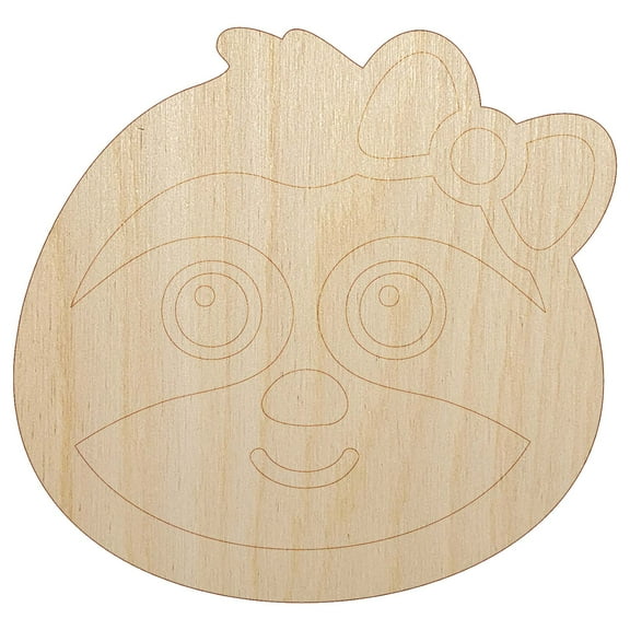 Cute Girl Sloth with Bow Wood Shape Unfinished Piece Cutout Craft DIY Projects - 4.70 Inch Size - 1/8 Inch Thick