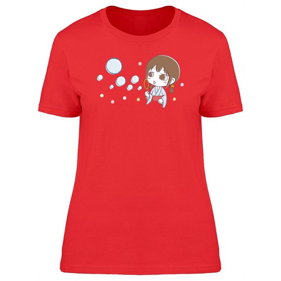 Cute Girl Soap Bubbles Tee Women's -Image by Shutterstock