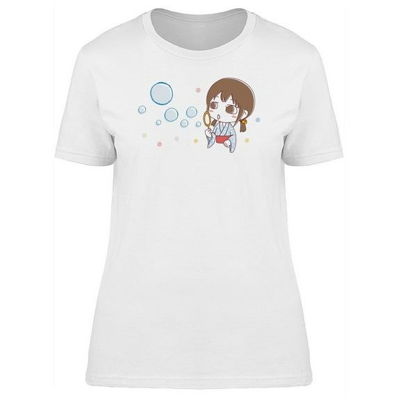 Cute Girl Soap Bubbles Tee Women's -Image by Shutterstock