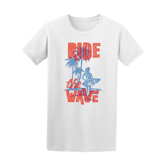 Cute Girl Surf Ride The Wave T-Shirt Men -Image by Shutterstock, Male Small