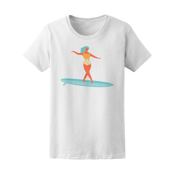 Cute Girl Surfing, Tropical T-Shirt Women -Image by Shutterstock, Female Small
