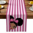 thumbnail image 1 of Cute Girl Table Runner, Pink White Stripe Bow Cartoon Vintage Style Kitchen Table Runners Dress Scarves for Table Decorations Party/Restaurant/Indoor Outdoor Use, 13x72in, 1 of 9