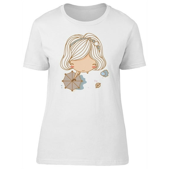 Cute Girl Turn Umbrella Face Up Tee Women's -Image by Shutterstock