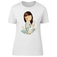 thumbnail image 1 of Cute Girl With Bunnies, Rabbits T-Shirt Women -Image by Shutterstock, Female Medium, 1 of 2