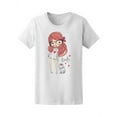 thumbnail image 1 of Cute Girl With Dog Lovely T-Shirt Women -Image by Shutterstock, Female Medium, 1 of 2