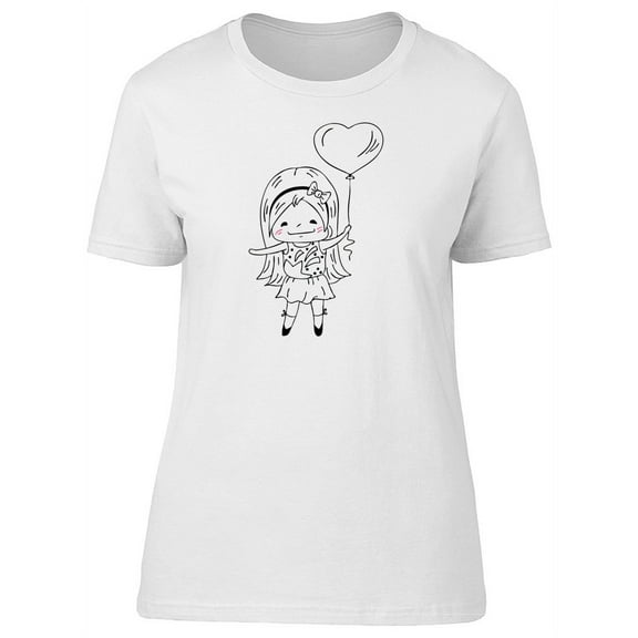Cute Girl With Heat Balloon T-Shirt Women -Image by Shutterstock, Female Medium