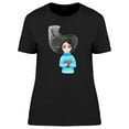 thumbnail image 1 of Cute Girl With Tulips Bouquet T-Shirt Women -Image by Shutterstock, Female Medium, 1 of 2