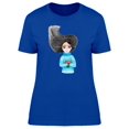 thumbnail image 1 of Cute Girl With Tulips Bouquet T-Shirt Women -Image by Shutterstock, Female Small, 1 of 2