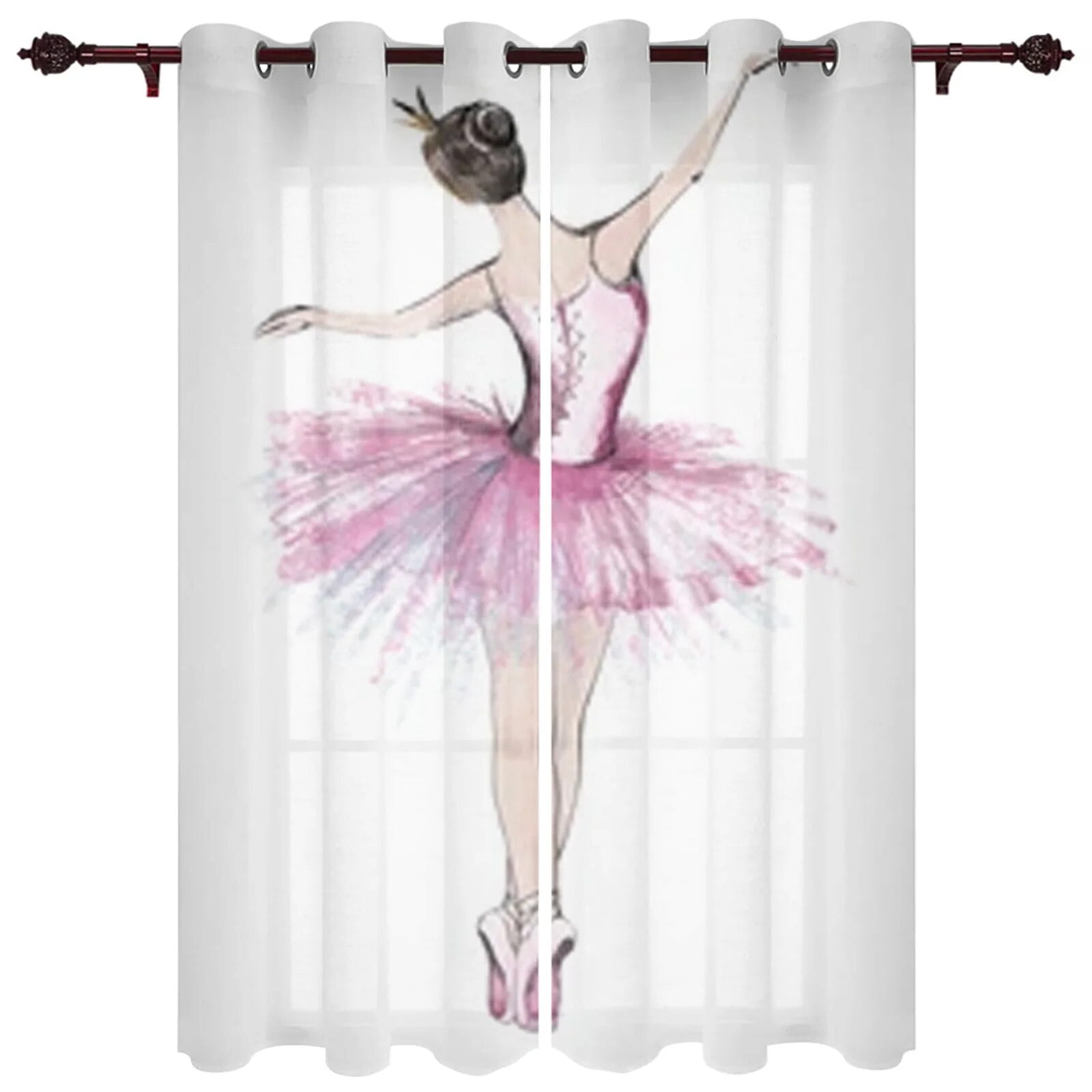 Cute Girl with Ballerina Window Curtain for Kids Room Home Blinds