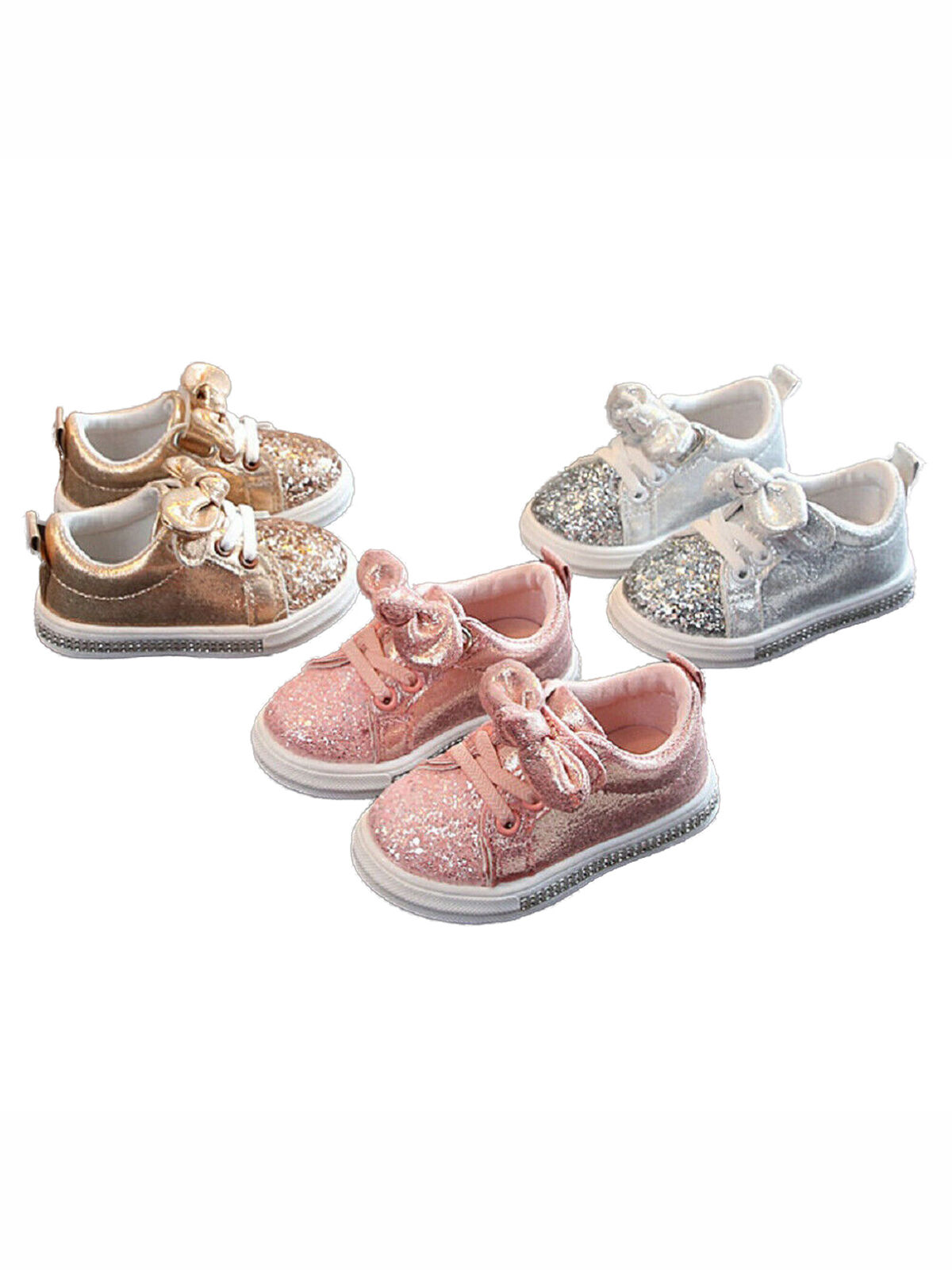 Cute Girls Casual Shoes Sneakers Toddler Baby Girls Bow Sequin Crib Trend Casual Shoes Kids Children Anti Slip Pink Dress Shoes - image 1 of 6