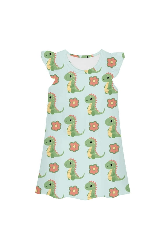 Cute Girls Dresses Summer Casual Round Neck Sleeveless Loose Fit Home Kids Clothes Size 8-9 Years